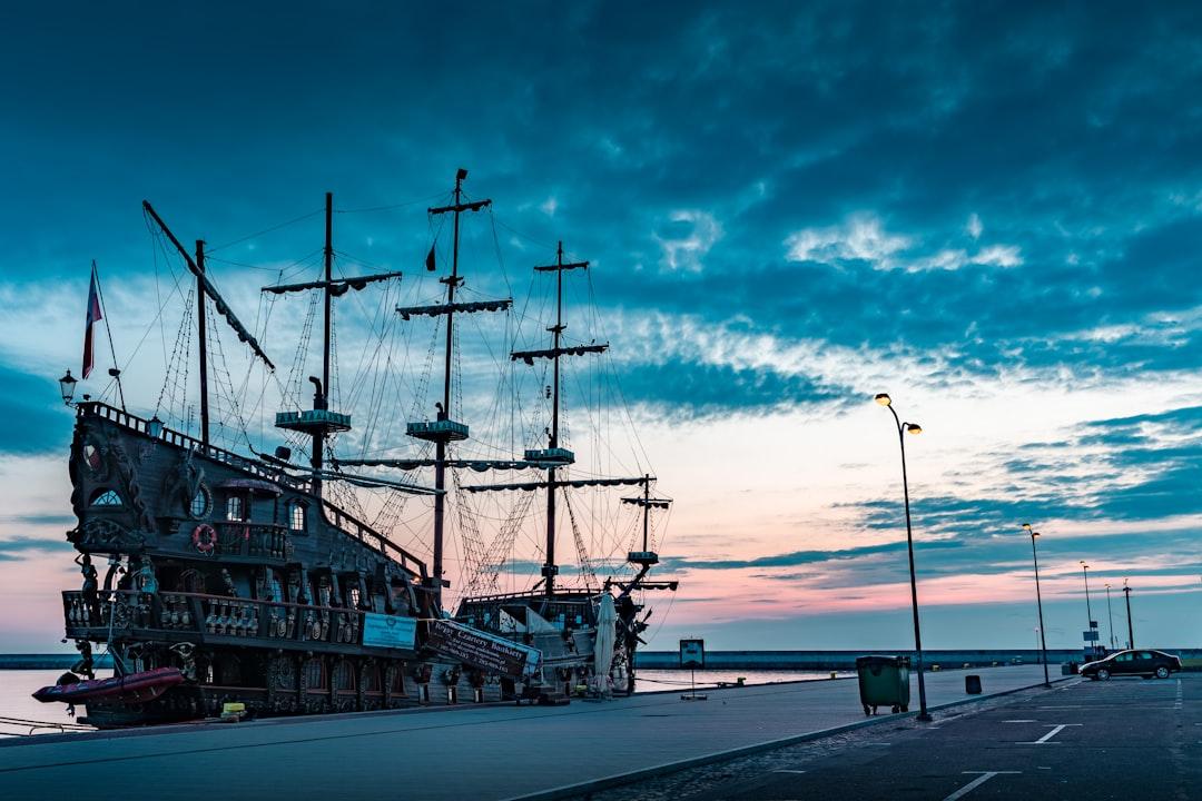 Pirates Ship in the Gdynia Harbour at sunrise.